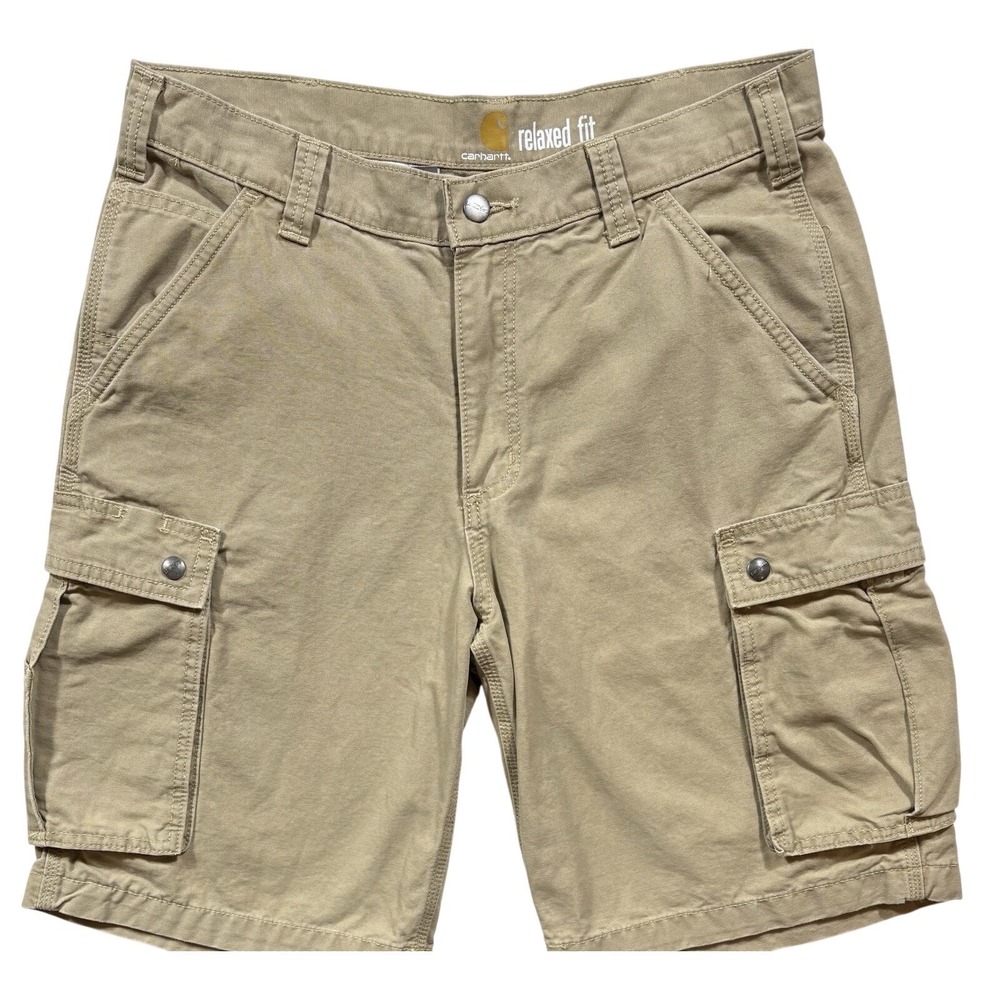 Carhartt Mens Rugged Relaxed Fit Canvas Cargo Shorts 34 Beige Outdoor Hiking 513